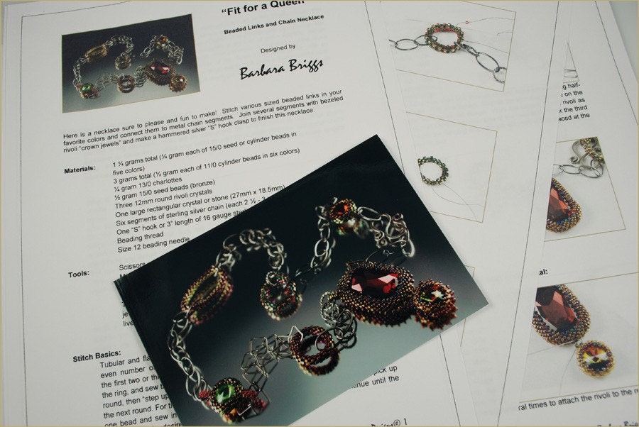 Digital - Pattern for "Fit for a Queen" beaded and bejeweled necklace