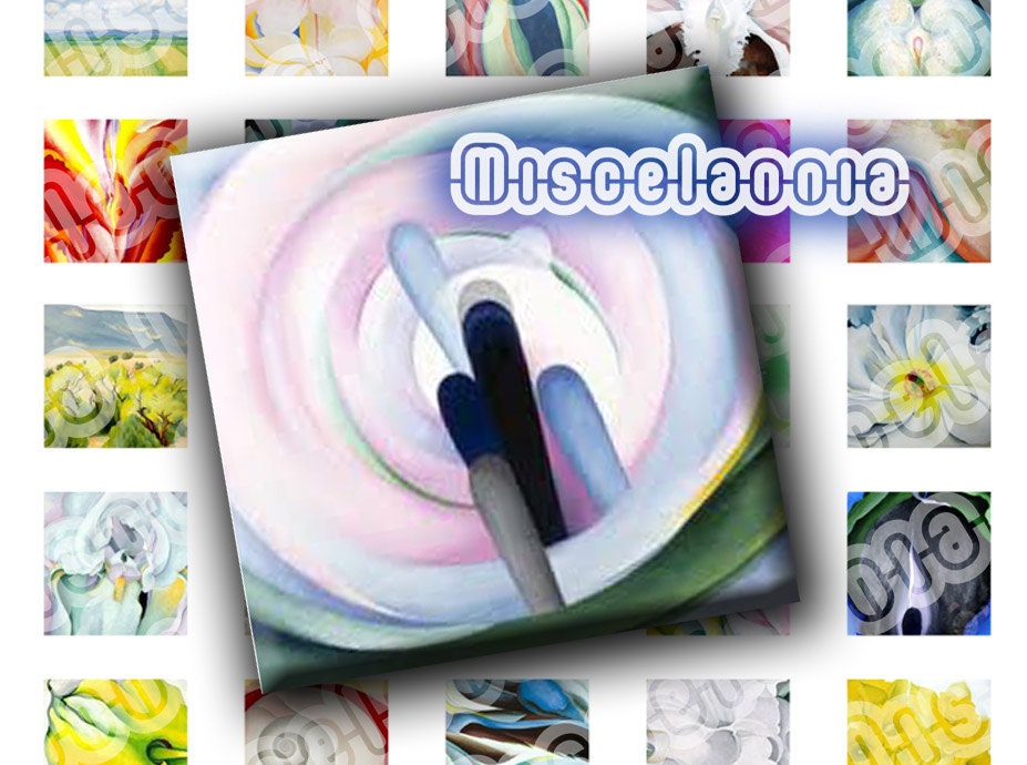 Georgia OKeeffe. SQUARES (Instant Download). 8x5 Digital Collage Sheet. 1 inch. 019-S