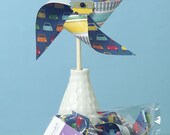 Small Pinwheel & Cupcake Topper Set: Cars , Cars, Cars
