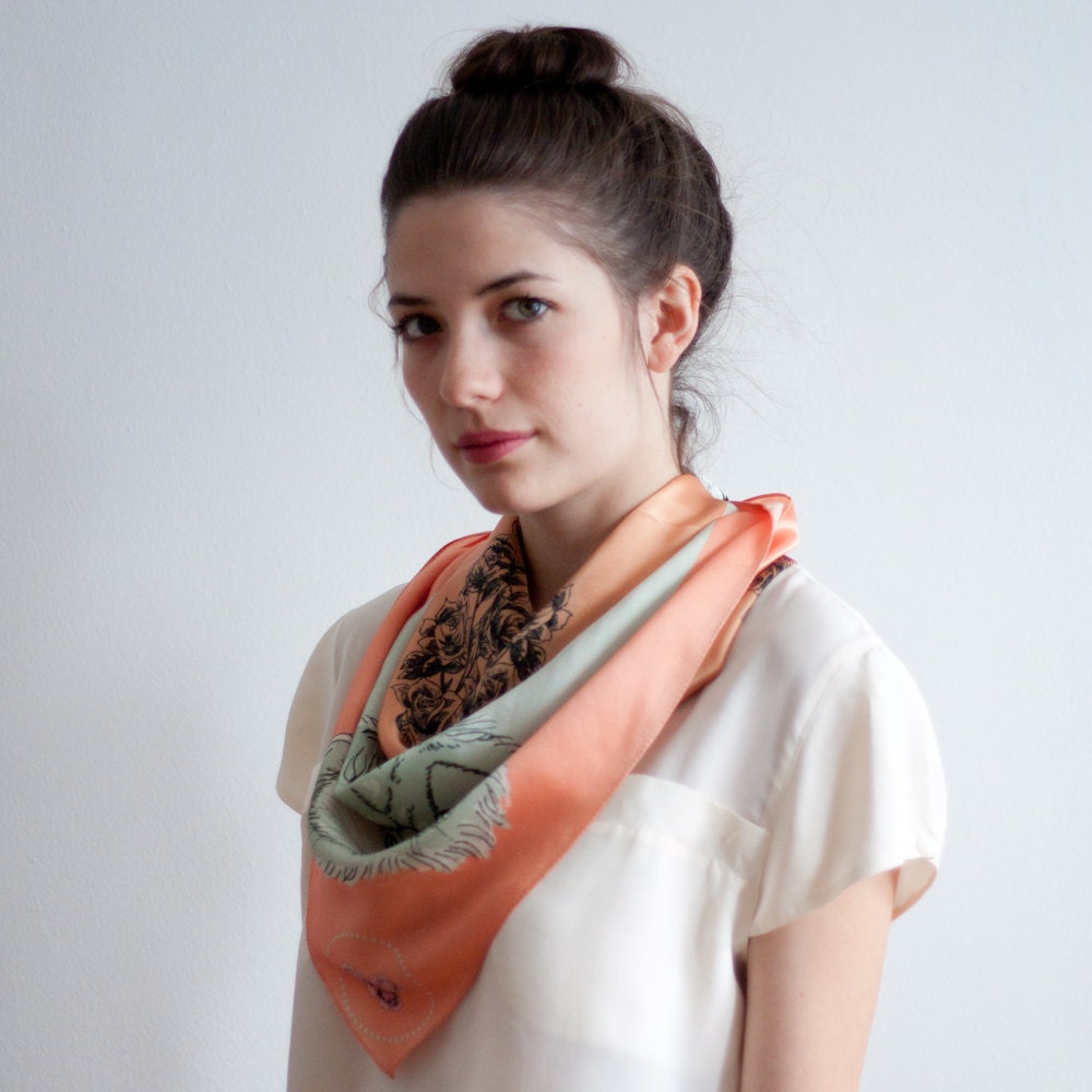 SAMPLE - printed silk scarf - Persians & Prey - 36" x 36"