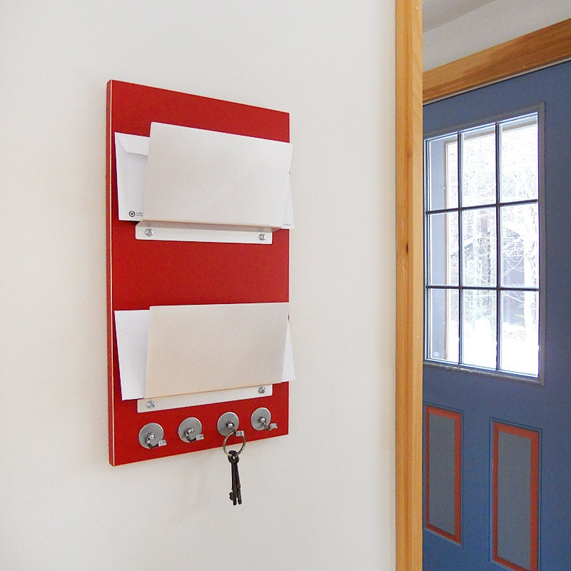 LOLLIPOP: red wall mount mail letter holder organizer key rack