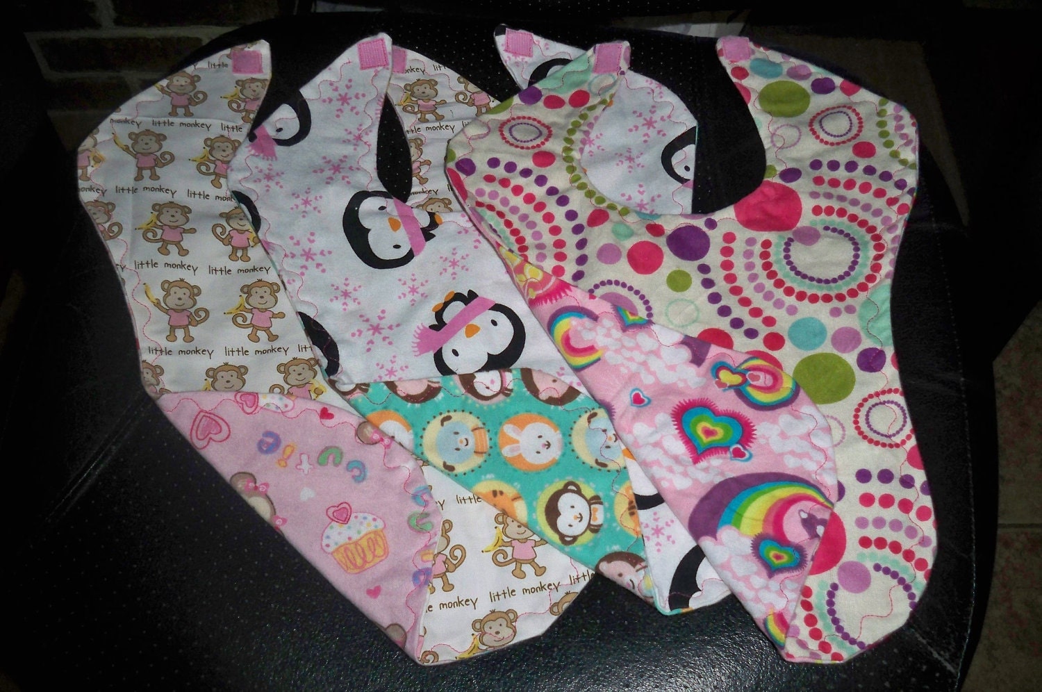 Set of 3 Bibs for Baby Oversized Reversible Baby Bibs