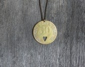 medium copper heart stamped coin necklace - upcycled circulated coal miner's scrip