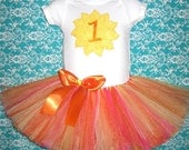 Girls Birthday Tutu and Onesie...You Are My Sunshine Tutu and Headband...Newborn, Baby, Toddler...Photo Prop, Birthday Outfit