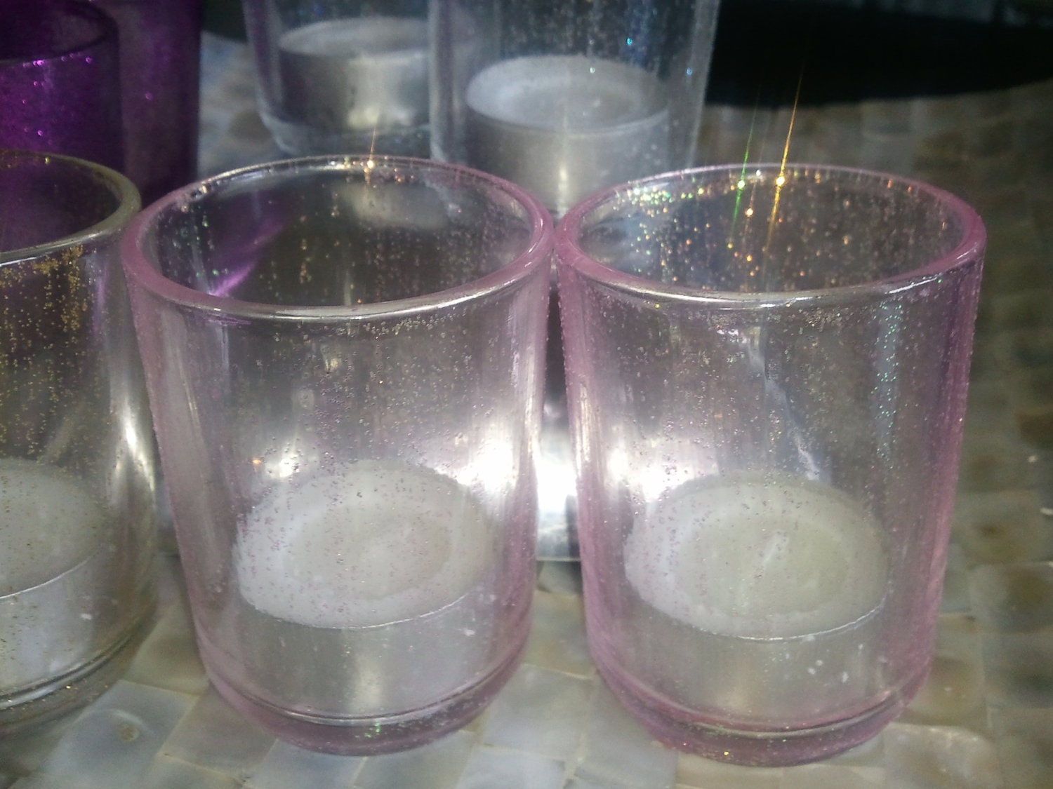 Pink Glitter Votive Candle Holders