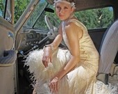 1920s inspired wedding dress evening gown bridal gown oozing with ostrich feathers