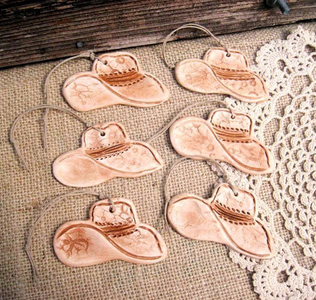 6 Piece Cowboy Hat Ornament Set / Rustic Western Decoration / Cowboy Christmas / Gift