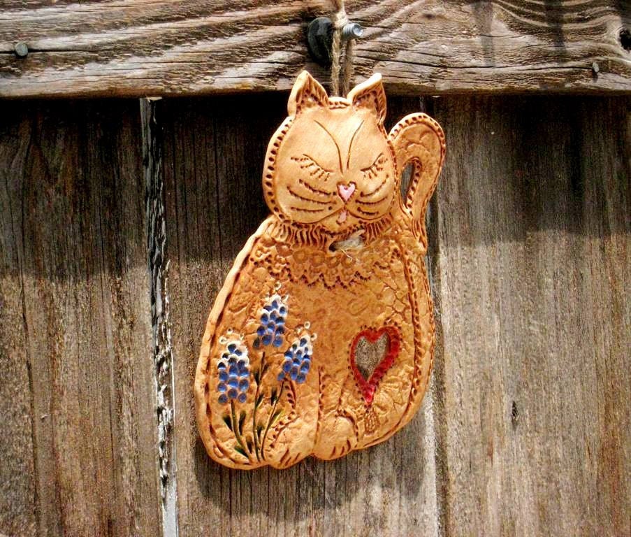Bluebonnet Prairie Kitty Cat Wall Art / Farmhouse Decor / Cottage Decoration / Gift idea