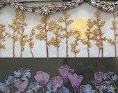 MINIATURE TREES Flower Art Pressed Flowers Small Flower Gift Miniature Art Tiny Trees Out Your Window in Silver Jeweled Frame