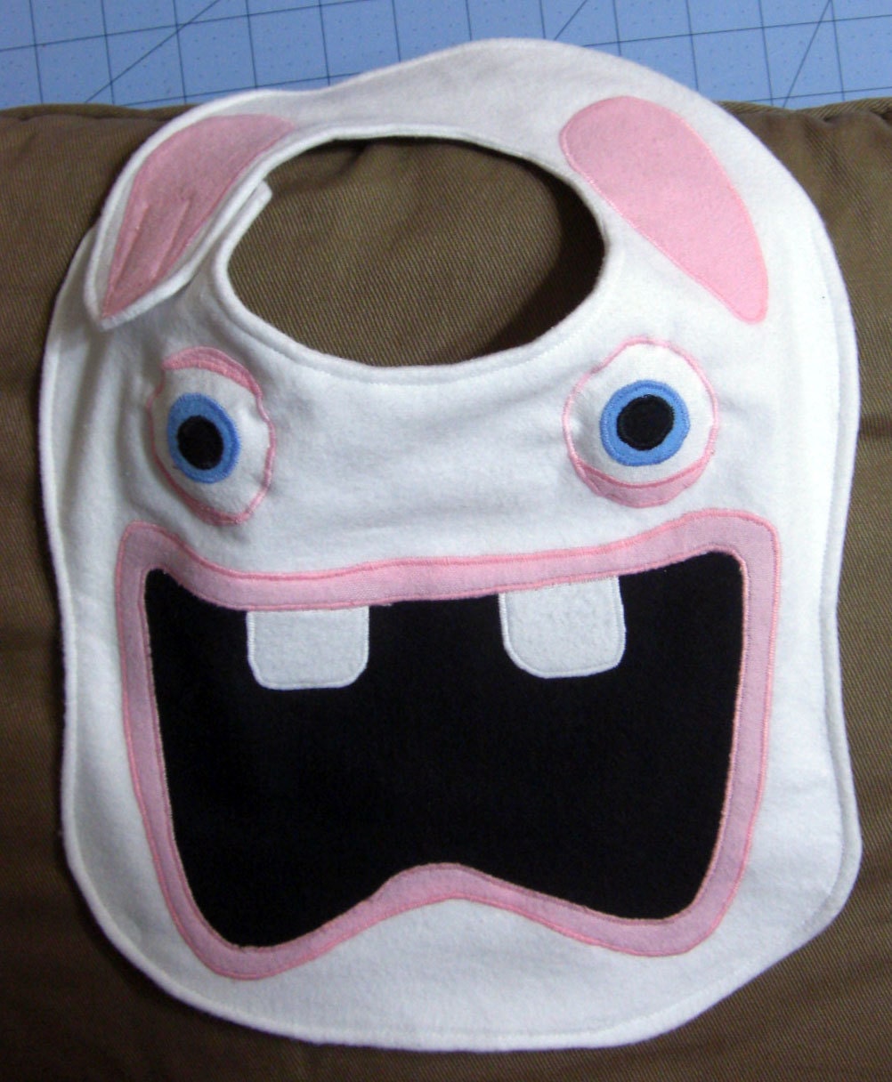 Raving Rabbids Flannel Baby Bib Made to Order