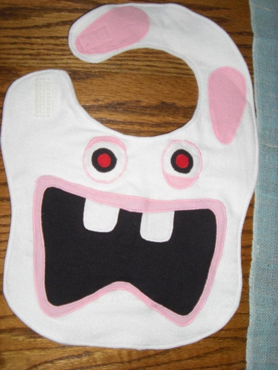 Raving Rabbids Flannel Baby Bib Made to Order