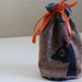 bleached navy and orange drawstring pouch