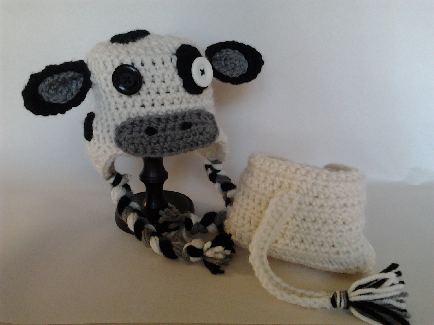 Baby Cow Hat and Diaper Cover Set