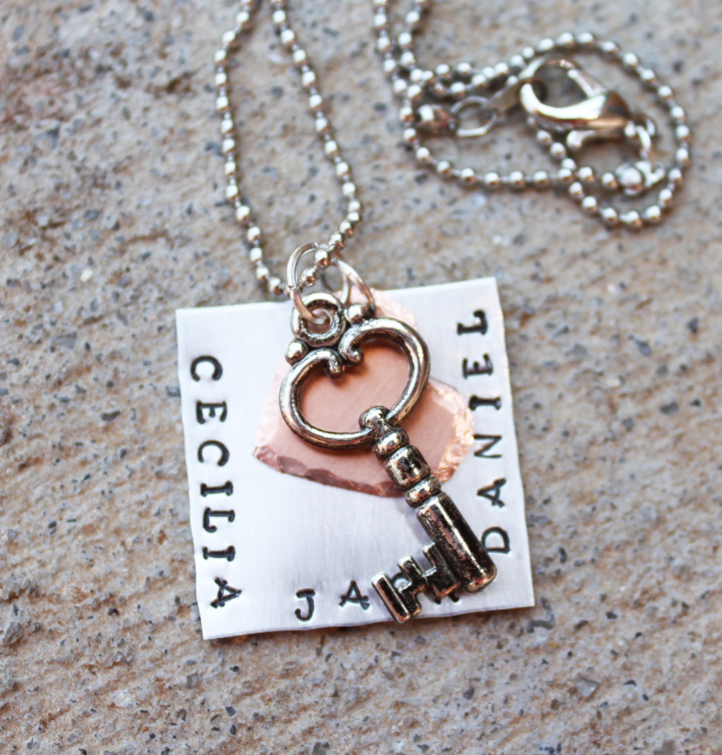 Hand Stamped Key to my Heart Necklace