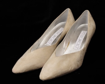 1980's White Italian suede STUDIO PAOLO heels - Size 8.5