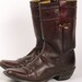 Heavy detailed brown 60's boots with arrowtip straps   - Size 10 B