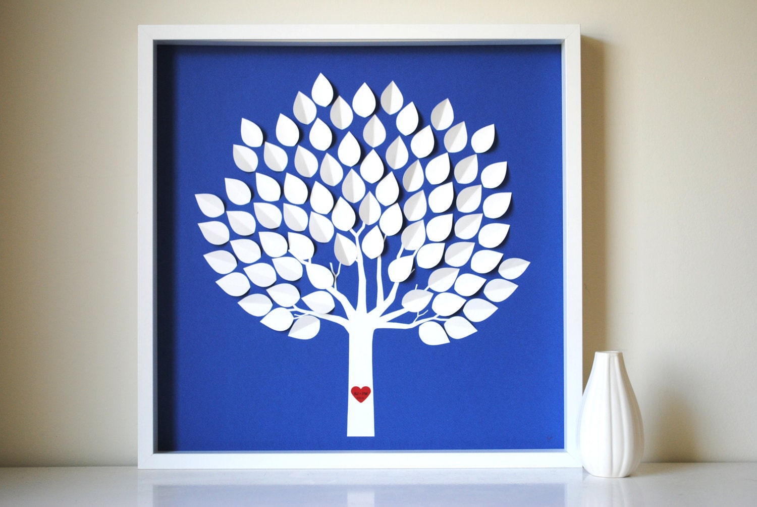 Unique Wedding Guest Book - Personalized 3D Wedding Tree - SMALL - For up to 120 guests (includes frame, instruction card & pens)
