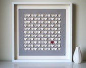 Rustic Wedding Guest Book Alternative - Rustic 3D Song Hearts Guest Book - For up to 120 guests (includes frame, instruction card & pens)