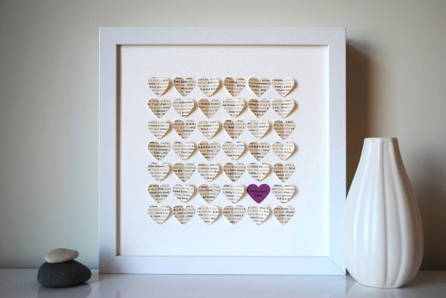 Bridesmaid Gift, Personalized 3D Paper Song Hearts - made from a song of your choice (Unique present for friends and family)