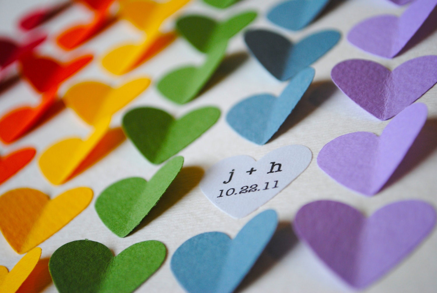 Personalized Wedding Gift - Rainbow 3D Hearts - Unique anniversary present