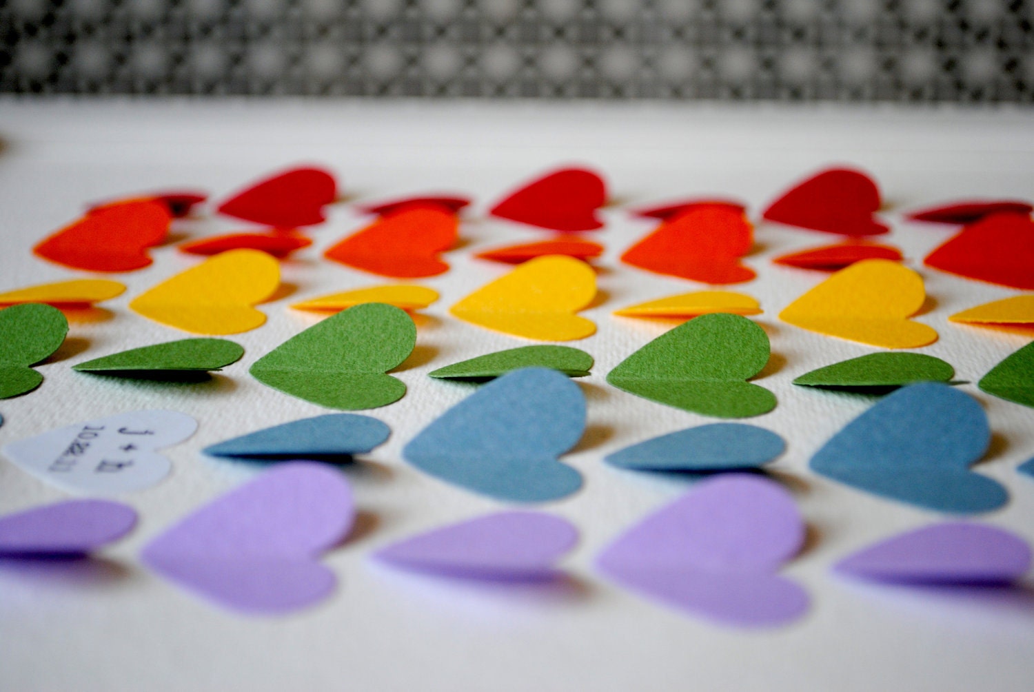 Wedding Guest Book Alternative - 3D Wedding Hearts - RAINBOW - XS - For up to 60 guests (includes frame, instruction card & pen)