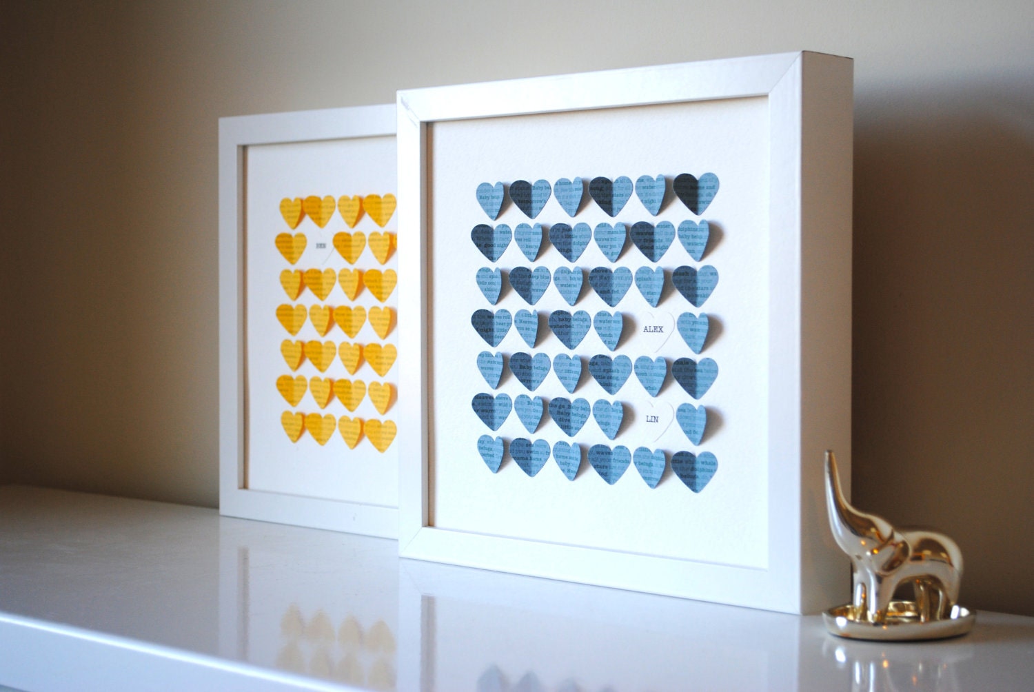 Baby Gift, Personalized Framed 3D You Are My Sunshine Song Hearts - Yellow (Unique baby shower gift)