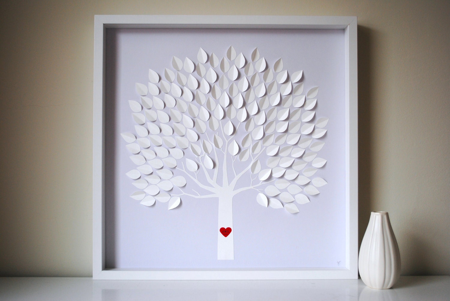 Wedding Guest Book Alternative - 3D Wedding Tree Personalized - LARGE - For up to 225 guests (includes frame, instruction card & pens)