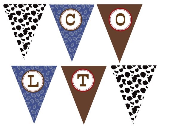 Printable Customizable Cowboy Birthday Banner Il_570xn