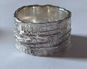 Wedding Engagement Unisex Silver Bark Ring by UGLYGOLD