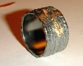Wedding Engagement Unisex Silver Gold Bark Ring by UGLYGOLD