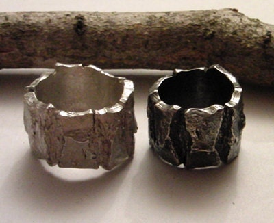 Bold Rough engagement wedding unisex ring YETI bark to order by UGLYGOLD