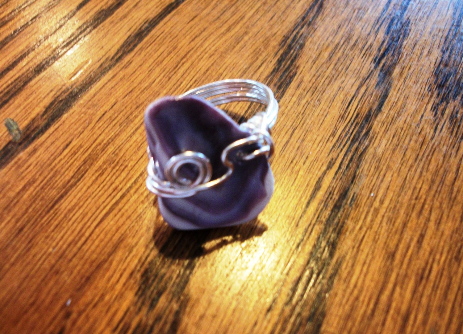 Silver Plated Wire Wrapped Wampum Ring