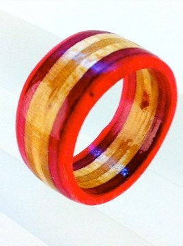 Recycled Skateboard Wood Ring Size 7.5
