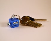 Robot Key Ring, Functional Art, Metallic Blue