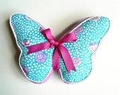 Butterfly Pillow Aqua & Lavender