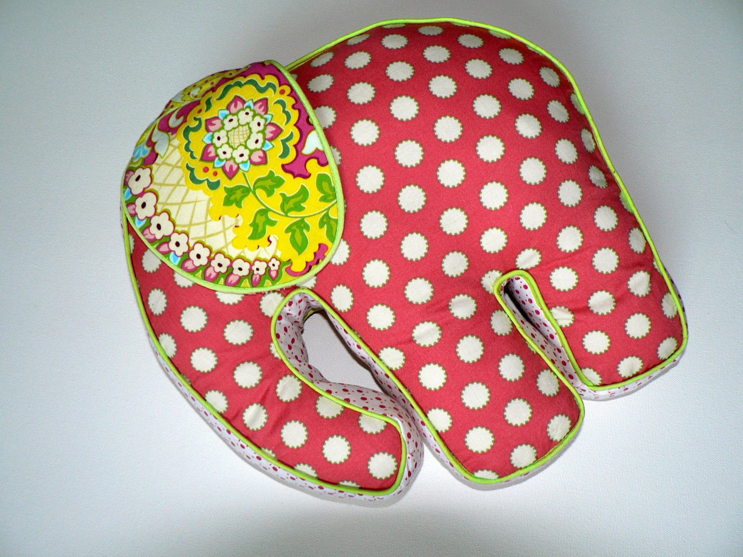 Elephant Pillow Pink Polka-dot and Paisley