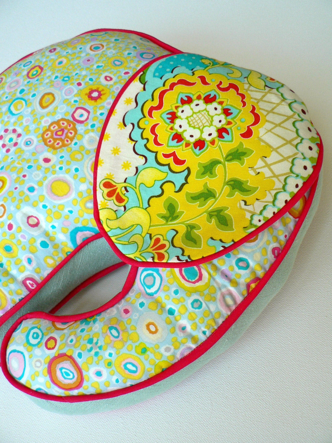 Elephant Pillow Blue Yellow Pink & Green