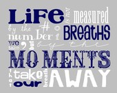 Life Is Not Measured Subway Art Digital PRINTABLE 8X10 JPEG File Multiple Colors Available