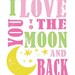 I Love You To The Moon And Back Subway Art Nursery Wall Art Decor Digital PRINTABLE 8x10 JPEG File Multiple Colors Available