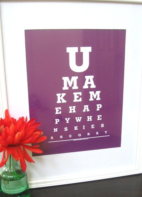 Typography Posters/Positive Sayings/Modern Print (You Make me Happy when skies are gray) Purple-