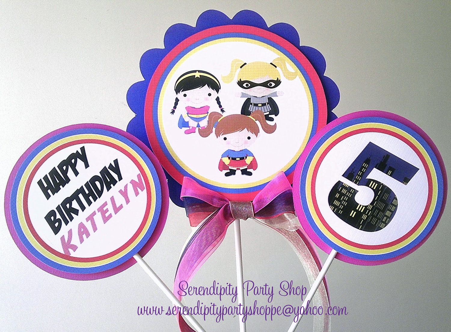 NEW...Superhero Girl 3 Piece Centerpiece Set Il_170x135