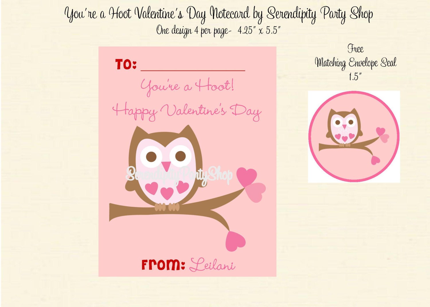 Printable You're a Hoot Valentine's Day Card with Free Envelope Seal Il_170x135