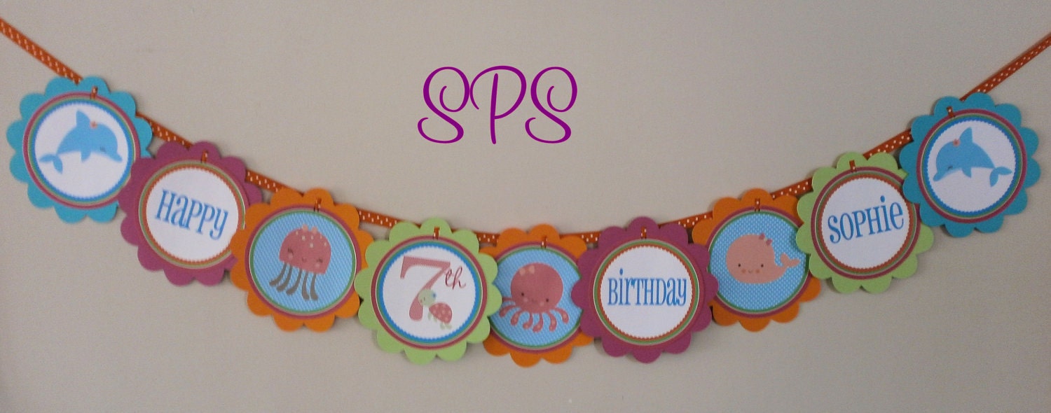 BRIGHT Pink Sea Word Banner Il_570xn