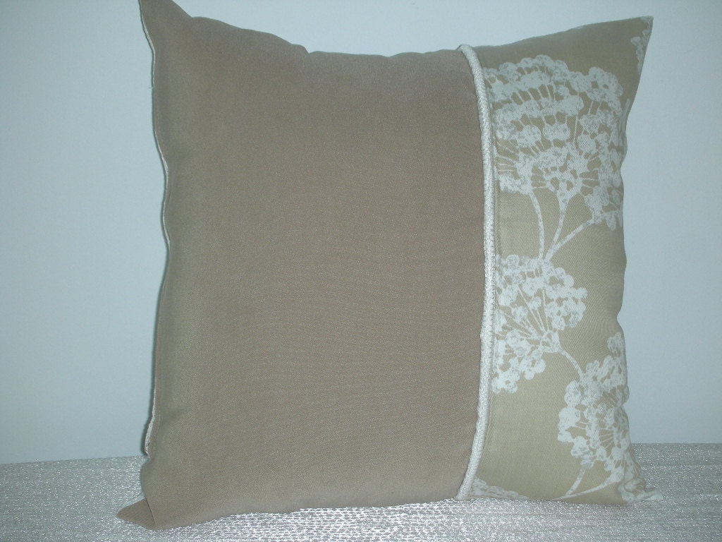 Dandelion Pillow - Decorative Accent Throw Pillow - 15 x 15 Inch Reversible - Beige and White Dandelion Accent Pillow