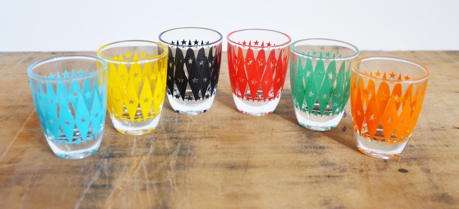 French 1950's Shot glasses x6