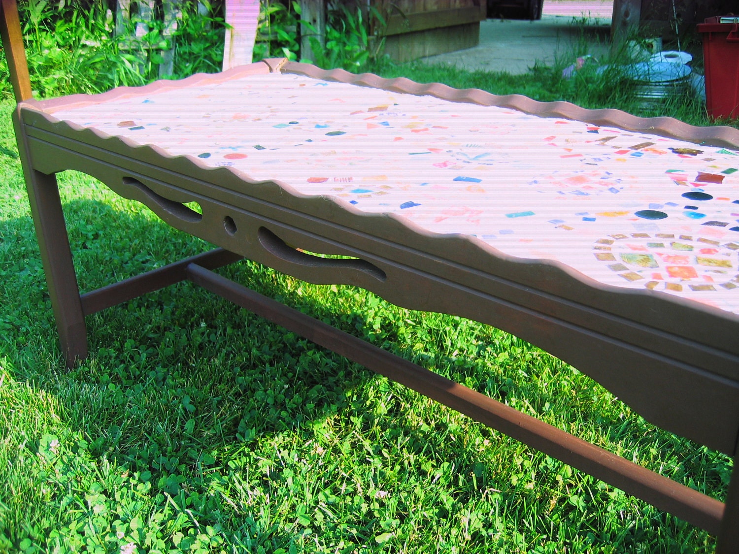 Handmade mosaic coffee table of vintage style