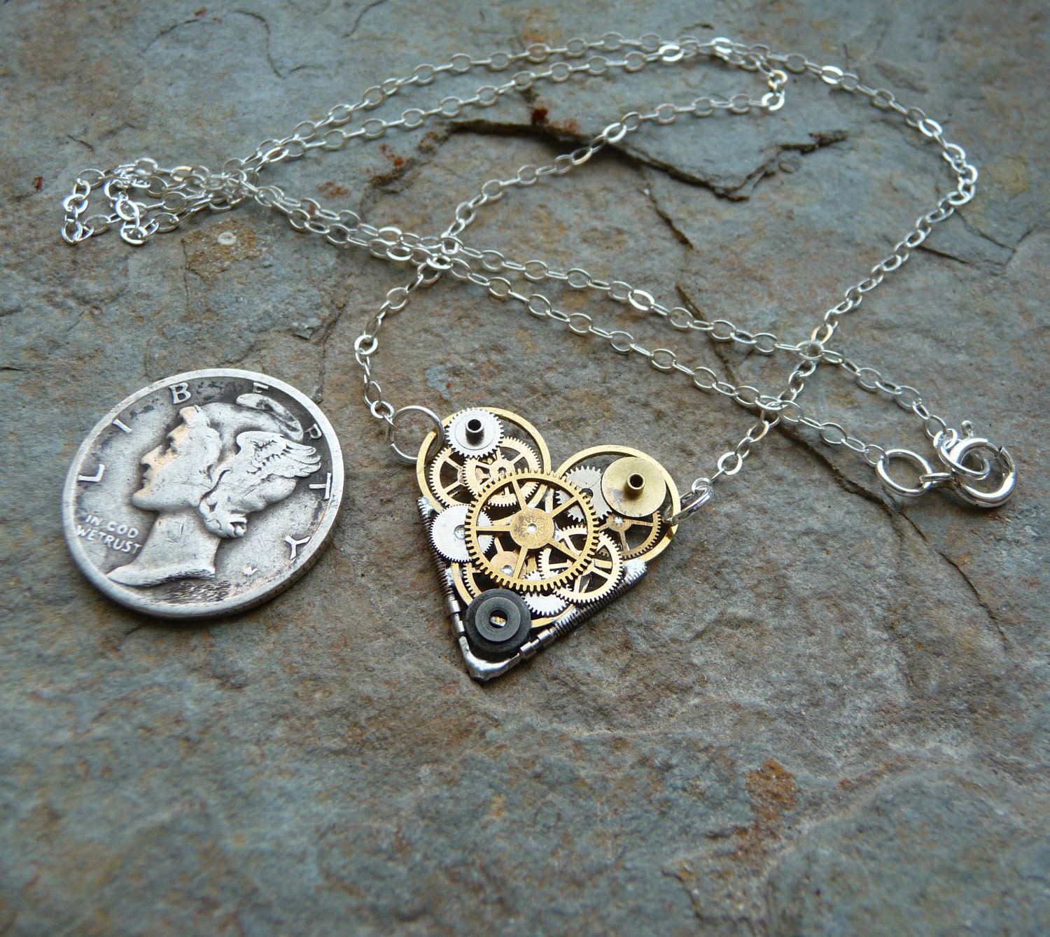 Clockwork Heart Necklace "Infatuation" Elegant Industrial Heart Steampunk Necklace Love Choker Sculpture by A Mechanical Mind