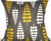 TAUPE and yellow pillow cover - self-backed -16x16