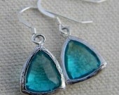 Sapphire Blue and Sterling Silver Earrings