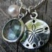 MOTHERS DAY SALE Sand Dollar and Sea Glass Charm Necklace Sterling Silver